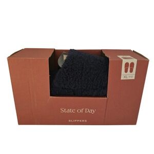 State of Day Navy Blue Sherpa Slippers Womens Size 11/12 XL NWT